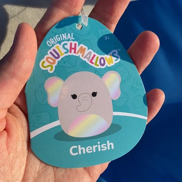 Original Squishmallows Cherish Size 7 “ Inch Rainbow Elephant 2022 NWTS - Picture 3 of 9